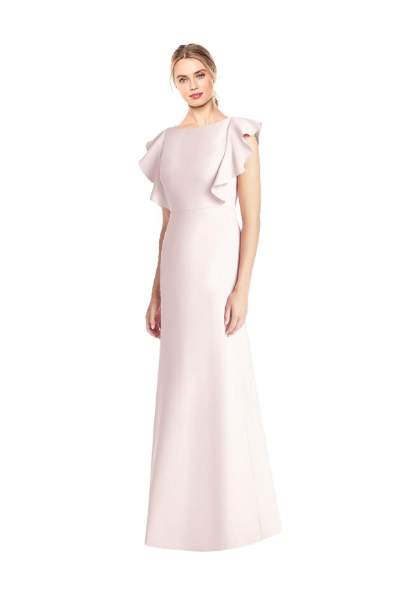 Purchase Stretch Crepe Trumpet Long Cap Sleeves Open Back Formal Dress
