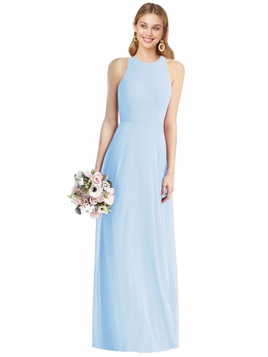 Purchase Luxe Chiffon Trumpet Long Sleeveless Semi Formal Evening Dress