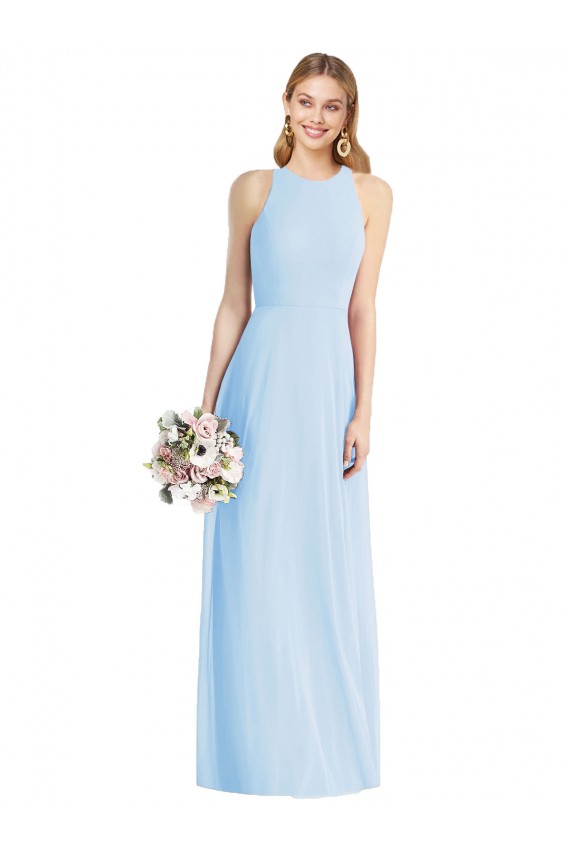 Purchase Luxe Chiffon Trumpet Long Sleeveless Semi Formal Evening Dress
