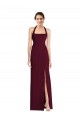 Purchase Stretch Crepe Trumpet Long Sleeveless Halter Neck Open Back Prom Dresses