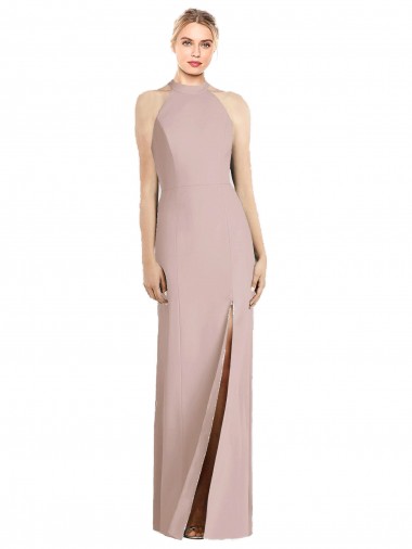 Purchase Stretch Crepe Trumpet Long Sleeveless Open Back Semi Formal Evening Dress