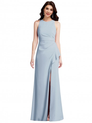 Purchase Stretch Crepe Trumpet Long Sleeveless High Slit Prom Dresses