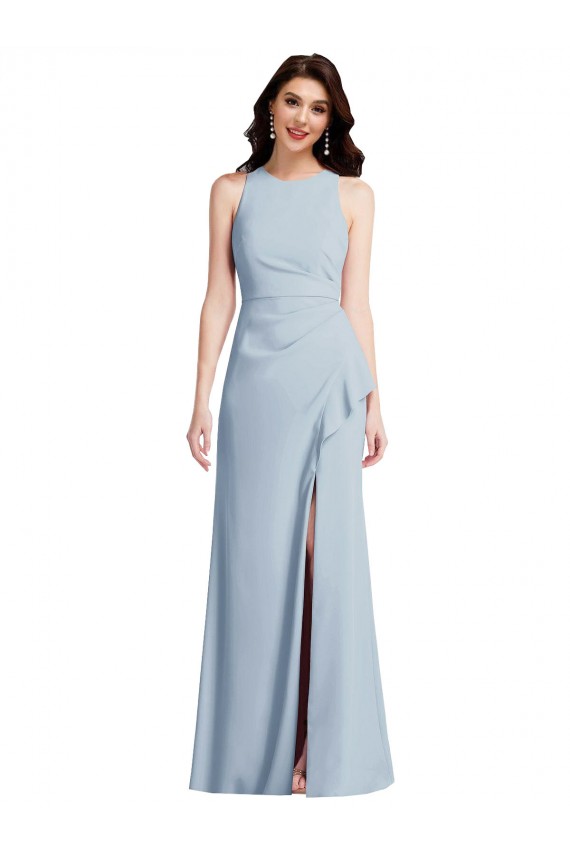 Purchase Stretch Crepe Trumpet Long Sleeveless High Slit Prom Dresses