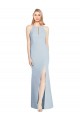 Purchase Stretch Crepe Trumpet Long Sleeveless Keyhole Back Light Sky Blue Prom Dresses