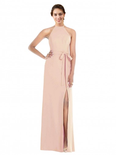 Purchase Stretch Crepe Trumpet Long Sleeveless Criss Cross Back Formal Evening Dress