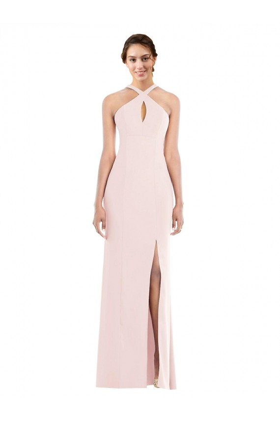 Purchase Stretch Crepe Trumpet Long Sleeveless Low Back Formal Evening Dress