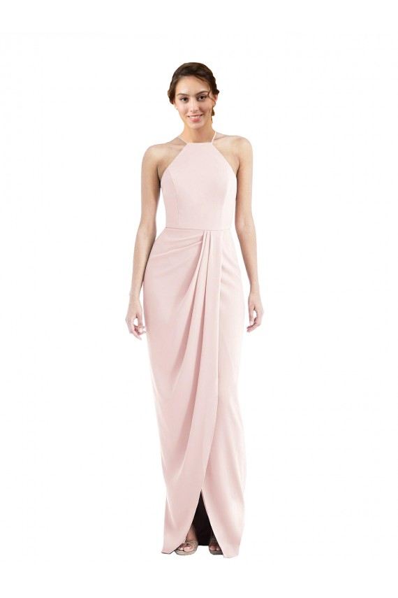 Purchase Stretch Crepe Long Sleeveless Semi Formal Evening Dress