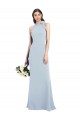 Purchase Stretch Crepe Trumpet Long Sleeveless Light Sky Blue Open Back Semi Formal Evening Dress