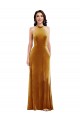 Purchase Stretch Velvet Trumpet Long Sleeveless Keyhole Back Semi Formal Evening Dress