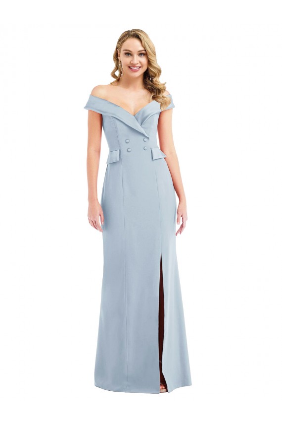 Purchase Stretch Crepe Trumpet Long Light Sky Blue Semi Formal Evening Dress