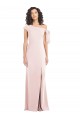 Purchase Stretch Crepe Trumpet Long Cap Sleeves Front Slit Prom Dresses