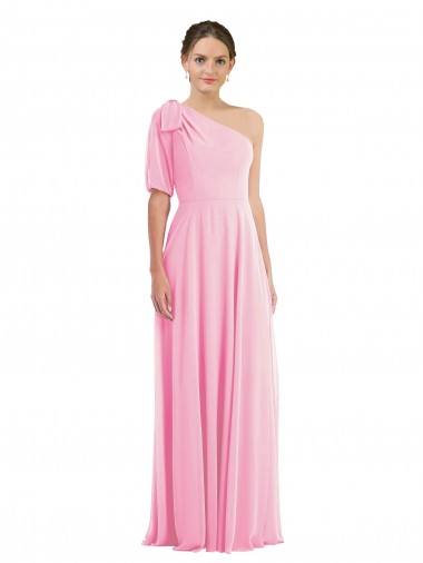 Purchase Soft Chiffon Trumpet Long Sleeveless Barely Pink Evening Dresses
