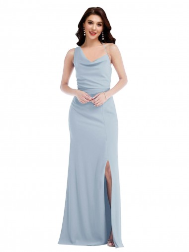 Purchase Stretch Crepe Trumpet Trumpet Sleeveless Light Sky Blue Formal Dress