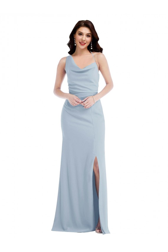 Purchase Stretch Crepe Trumpet Trumpet Sleeveless Light Sky Blue Formal Dress