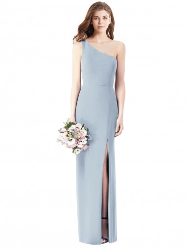 Purchase Stretch Crepe Trumpet Long Sleeveless Light Sky Blue Semi Formal Evening Dress