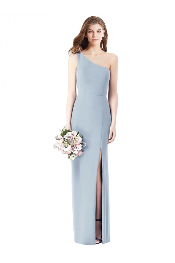 Purchase Stretch Crepe Trumpet Long Sleeveless Light Sky Blue Semi Formal Evening Dress