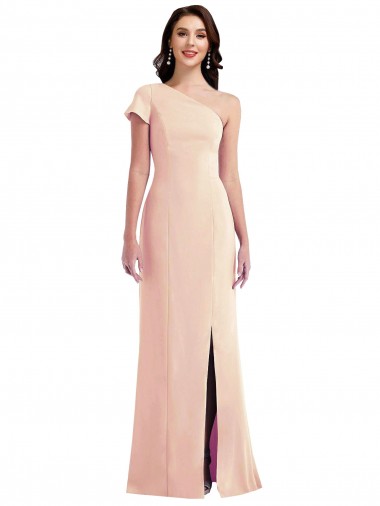 Purchase Stretch Crepe Trumpet Long Cap Sleeves Nude Prom Dresses