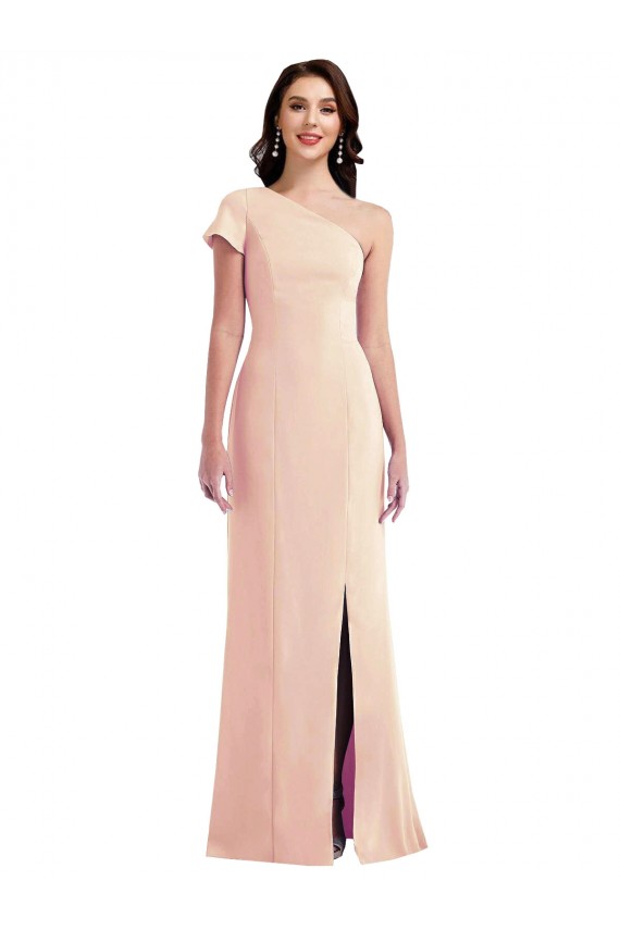 Purchase Stretch Crepe Trumpet Long Cap Sleeves Nude Prom Dresses
