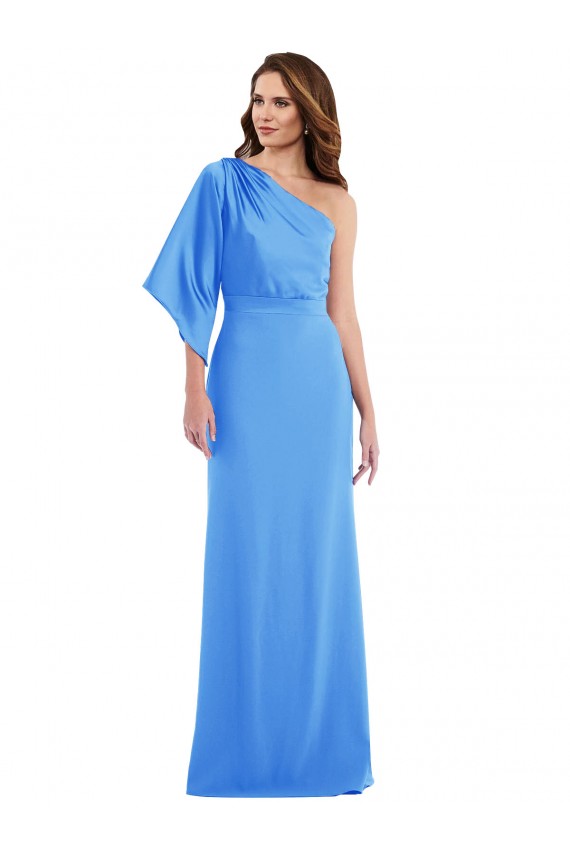 Purchase Stretch Crepe Trumpet Long Bell Sleeves Semi Formal Evening Dress