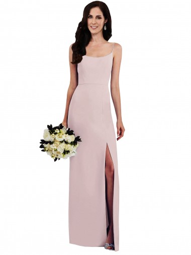 Purchase Stretch Crepe Trumpet Long Sleeveless V-Back Front Slit Prom Dresses