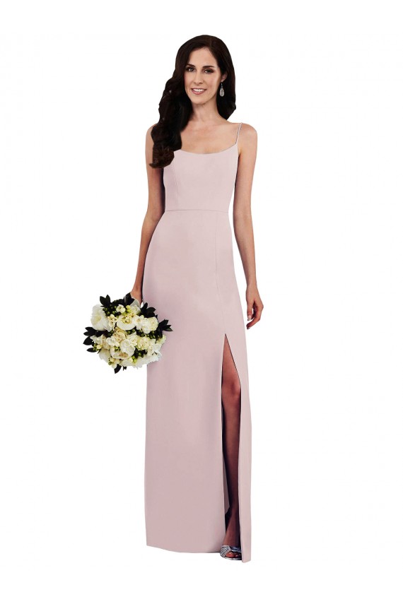 Purchase Stretch Crepe Trumpet Long Sleeveless V-Back Front Slit Prom Dresses