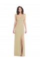 Purchase Stretch Crepe Trumpet Long Sleeveless Low Back Champagne Prom Dresses