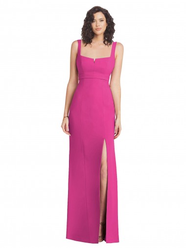 Purchase Stretch Crepe Trumpet Long Sleeveless Square Neck Low Back Prom Dresses