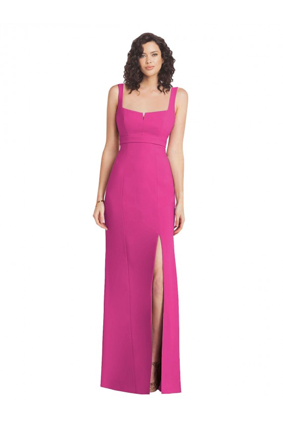 Purchase Stretch Crepe Trumpet Long Sleeveless Square Neck Low Back Prom Dresses