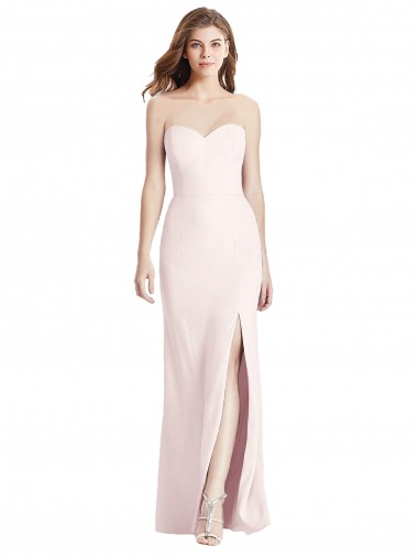 Purchase Stretch Crepe Trumpet Long Sleeveless Low Back Front Slit Prom Dresses