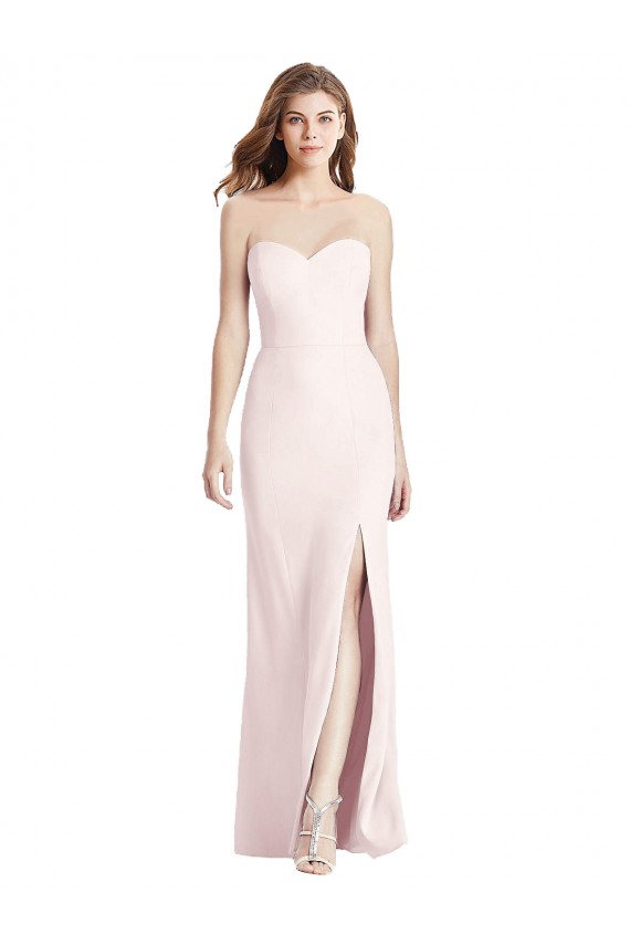 Purchase Stretch Crepe Trumpet Long Sleeveless Low Back Front Slit Prom Dresses
