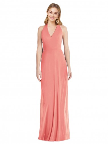 Purchase Soft Chiffon Trumpet Long Sleeveless Desert Rose Evening Dresses