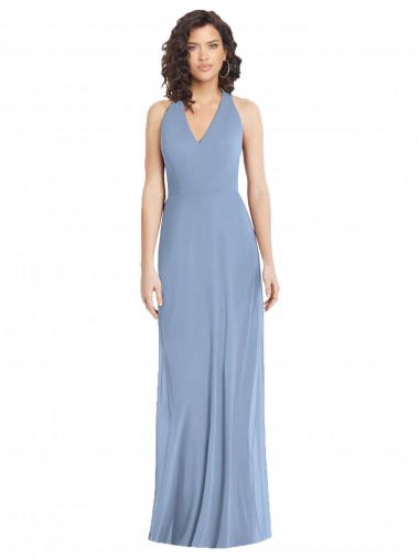 Purchase Soft Chiffon Trumpet Long Sleeveless Open Back Formal Evening Dress