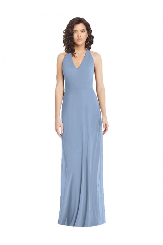 Purchase Soft Chiffon Trumpet Long Sleeveless Open Back Formal Evening Dress