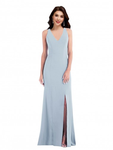 Purchase Stretch Crepe Trumpet Long Sleeveless Criss Cross Back Evening Dress