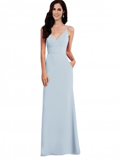 Purchase Stretch Crepe Trumpet Long Sleeveless V-Back Formal Dress