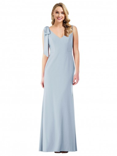 Purchase Stretch Crepe Trumpet Long Sleeveless V-Back Semi Formal Evening Dress