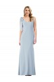 Purchase Stretch Crepe Trumpet Long Sleeveless V-Back Semi Formal Evening Dress
