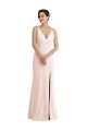 Purchase Stretch Crepe Trumpet Long Sleeveless V-Back Pink Prom Dresses