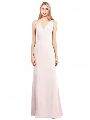 Purchase Stretch Crepe Trumpet Long Sleeveless Keyhole Back Semi Formal Evening Dress