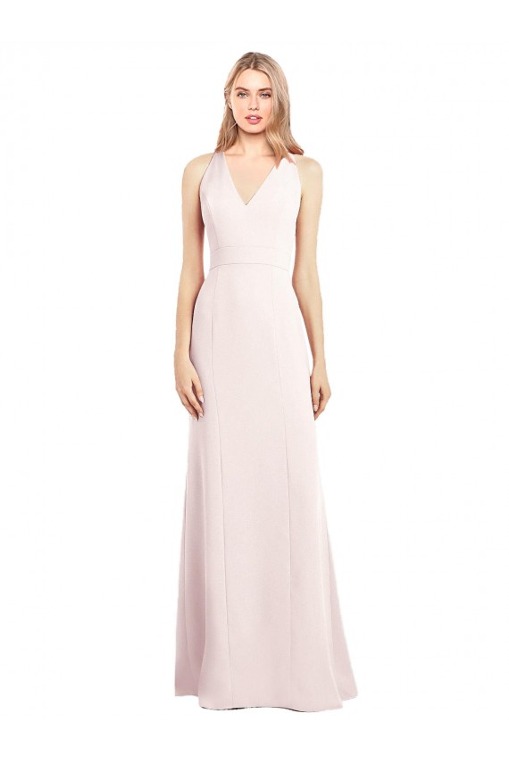 Purchase Stretch Crepe Trumpet Long Sleeveless Keyhole Back Semi Formal Evening Dress