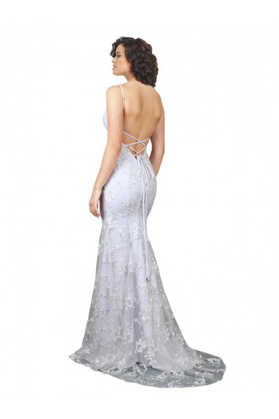 Purchase Stretch Crepe & Sequin Tulle Mermaid Long Sleeveless Backless Formal Evening Dress