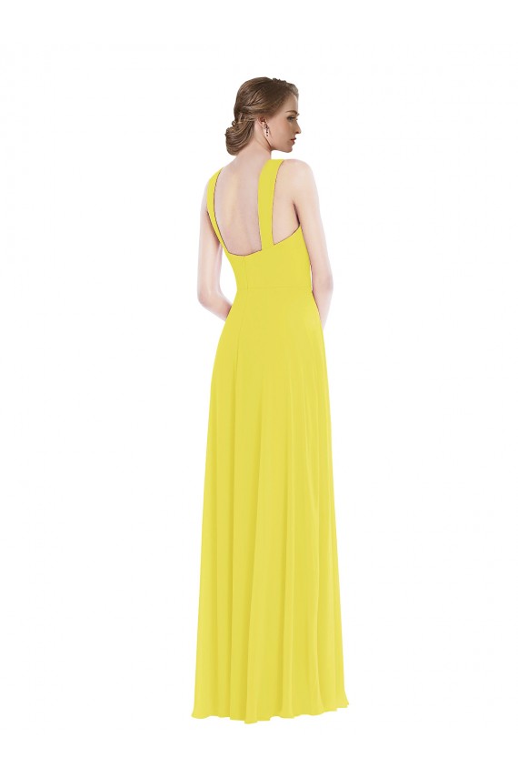 Purchase Soft Chiffon A-Line Long Sleeveless Semi Formal Evening Dress